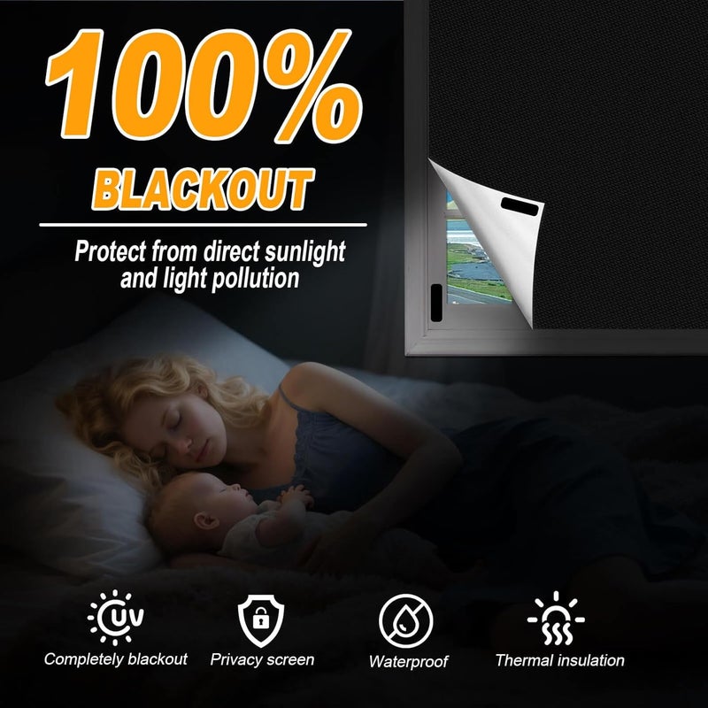 DGDUBRB Blackout Curtains for Window Cover, Portable Blackout Curtains Shades for Bedroom, Room Darkening Shades, Black Out Window Cover Film No Drill DIY Cuttable, for Skylight Shade, Media Room, 79x57 Inch - Image 2